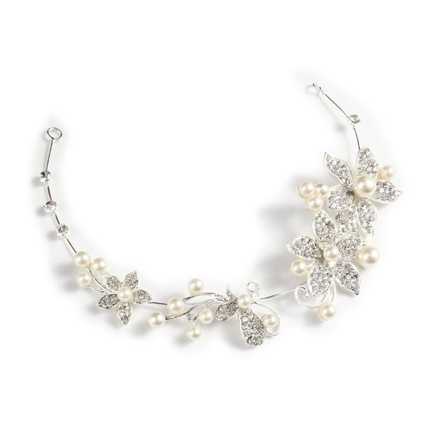 KAKOWELY Diadema tipo tiara para novia, con cristales, diamantes de imitación y perlas, para mujer