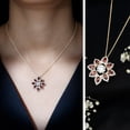 thumbnail image 3 of Rosec Jewels Lab Grown Diamond Flower Necklace - Diamond Garnet Necklace for Women - EF-VS Quality Certified - with Jewelry Box, 18K Yellow Gold, 3 of 8