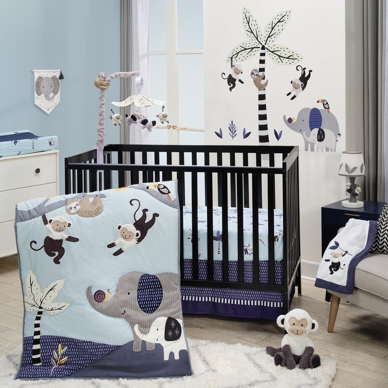 Lambs Ivy Jungle Party Gray Animals Musical Baby Crib Mobile
