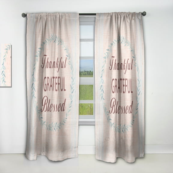 Designart 'Farmhouse Quote On Florals XXIII' Farmhouse Curtain Panel