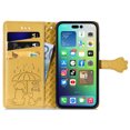 thumbnail image 3 of Allytechgroup Flip Wallet Case [Cat & Dog Cute Embossed Pattern] for iPhone 14 Pro Max with Card Slots Cash Holder, Magnetic Clasp Shockproof Kickstand Cover with Hand Strap, Yellow, 3 of 6