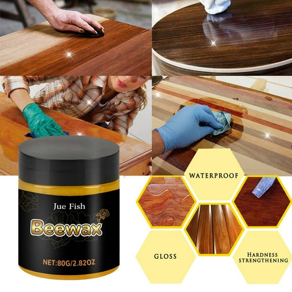 Wood Polish Beeswax, 2.8oz Natural Wood Wax for Furniture, Cutting Boards, Cabinets, Protective Polish to Reduce Dust, Water Damage, Easy Application with Long-Lasting Shine