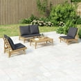 thumbnail image 1 of vidaXL 4 Piece Garden Lounge Set with Dark Grey Cushions Bamboo, 1 of 5