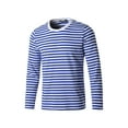 thumbnail image 1 of INSPIRE CHIC T-Shirt pour Homme à Rayures Col Rond Manches Longues Chandail Haut 38 Bleu et Blanc, 1 of 8