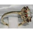 thumbnail image 3 of LBG British Made Solid 10k Yellow Gold ring with Natural Opal & Garnet Womens Engagement Ring - 33 size options - Size 9.75, 3 of 5