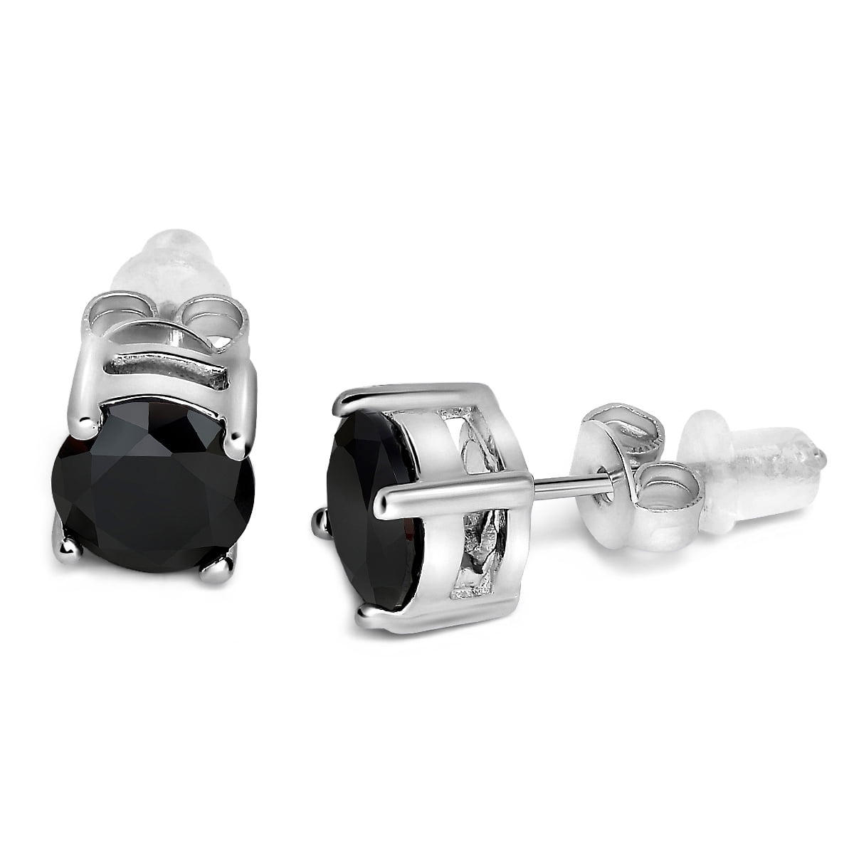 Buyless Fashion Girls Stud Earrings Silver With White Round Crystal CZ Gift Box