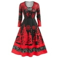 thumbnail image 1 of Rosegal Plus Size Christmas Snowflake Tree Print Lace Panel Midi Dress Red 4X, 1 of 4