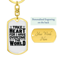 thumbnail image 3 of Take Heart Stainless Steel or 18k Gold Premium Swivel Dog Tag Keychain, 3 of 10
