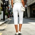 thumbnail image 4 of Ltctricy Capri Pants for Women Straight Leg Office Dress Pants with Pockets Side Split Casual Lounge Work Pants(White,X-Large), 4 of 7