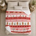 thumbnail image 5 of Gingerbread Houses and Candy Cane Rows, Playful Nordic Style for Holiday Lovers, Sweet Holiday Stripe Pattern and Christmas Gift, Cozy Flannel Blanket for Playroom and Family Room, Home Decor, 5 of 9