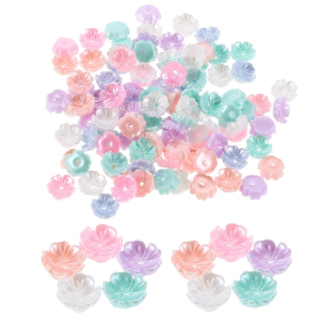 WHAMVOX 100pcs Craft Bead Spacers Flower Beads Cap Assorted Color For DIY Projects Creative Enthusiasts