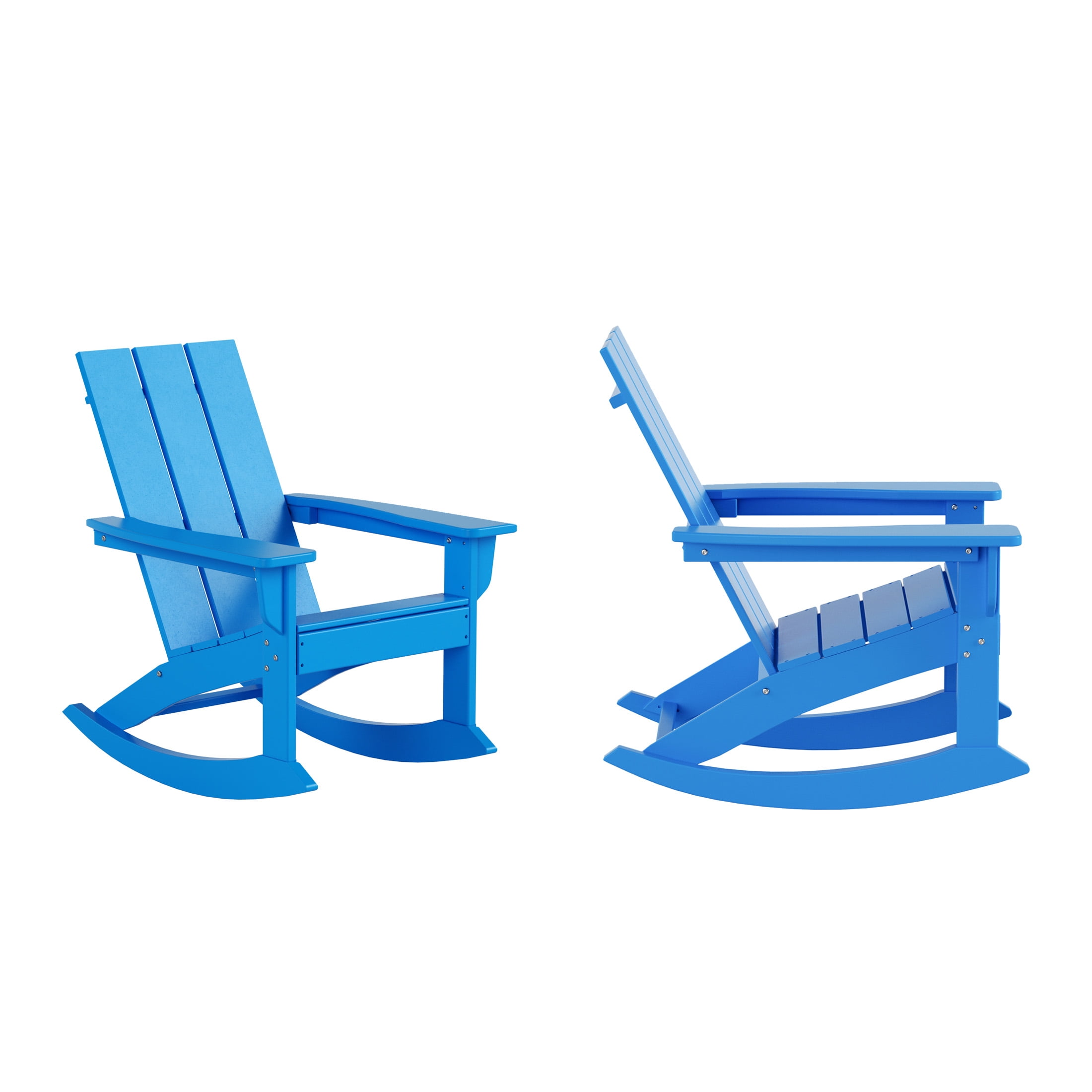 GARDEN Set of 2 Modern Plastic Outdoor Rocking Chairs for Patio Porch, Pacific Blue
