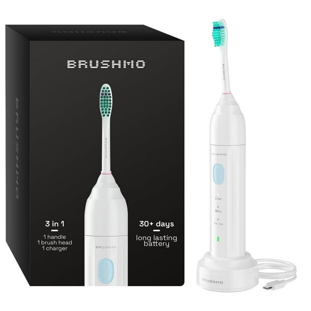 Brushmo Cepillo de dientes eléctrico sónico, compatible con Philips Sonicare E-Series Essence y otros cabezales de cepillo atornillados, batería recargable de larga duración con 3 modos de cepillo, te