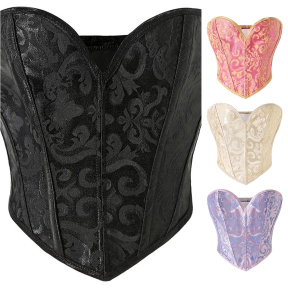 HCYSFG Women Halloween Corset Top Floral Lace Detail Sweetheart Neck Sleeveless Bow Accent Front Closure Bodice Gothic Party Wear