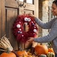 thumbnail image 5 of Funny Ball Halloween Wreaths for Front Door, 13.7 Inch Halloween Plush Door Hanging Wreath, Gothic Autumn Harvest Halloween Decor for Home Porch Wall Indoor Party Table, 5 of 8