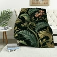 thumbnail image 4 of Creowell Floral Pattern Leaves Baroque Flannel Blanket - Reversible Soft Warm 50*60in, 4 of 7