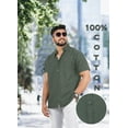 thumbnail image 2 of LA LEELA Men's Hawaiian Shirt Solid Casual Short Sleeve Button Down Beach Shirts for Men XL Grey, Solid, 2 of 5