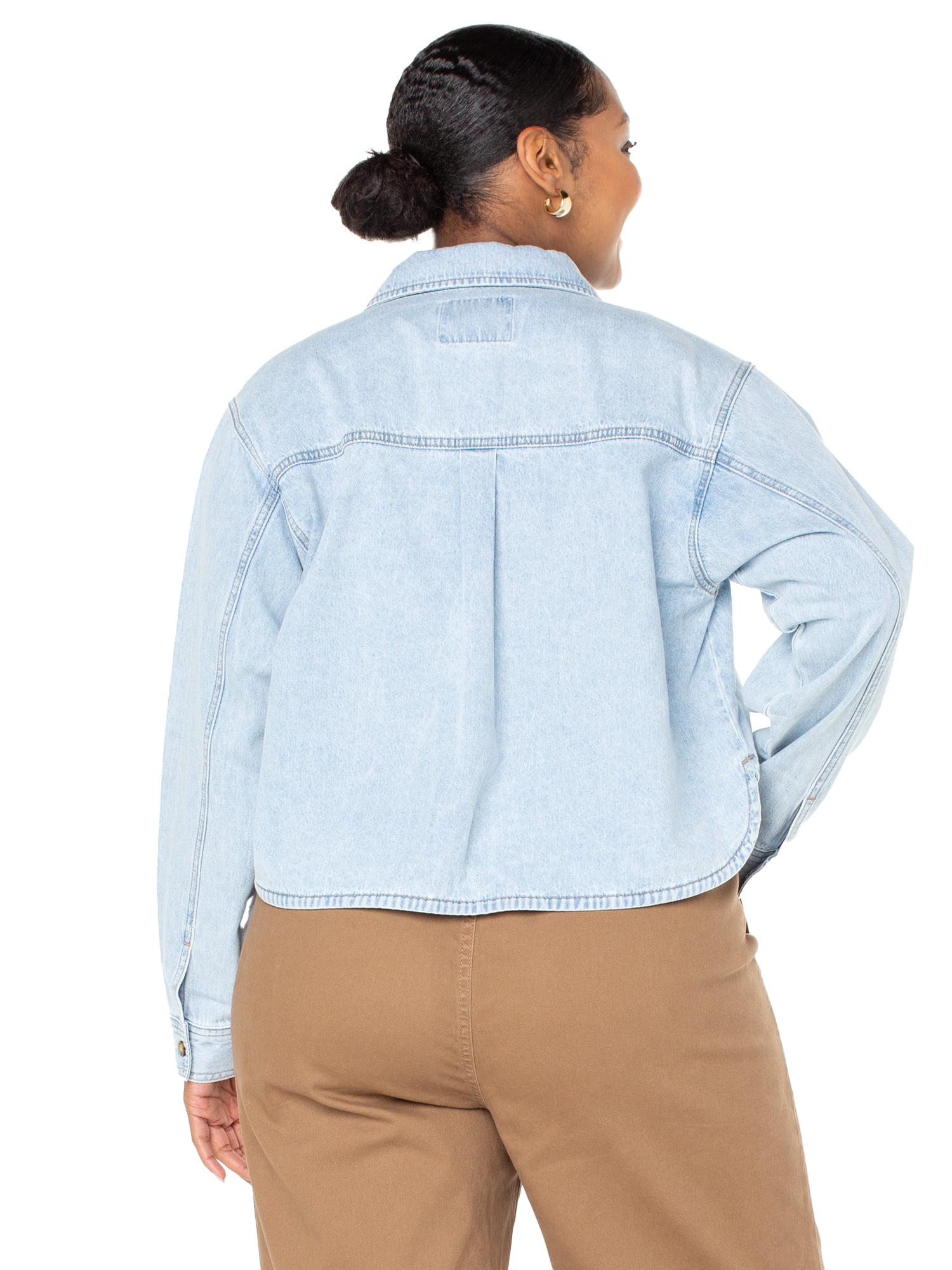 Celebrity Pink Women's and Women's Plus Hi Low Button Down Denim Top, Sizes XS-4X