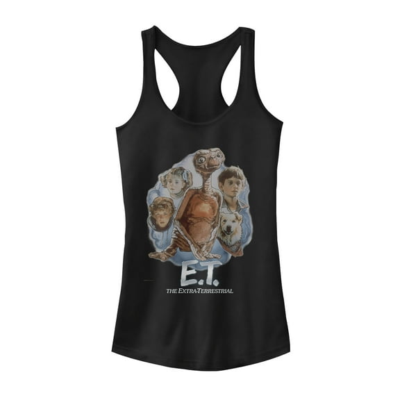 Junior's E.T. the Extra-Terrestrial New Family  Racerback Tank Top Black Small