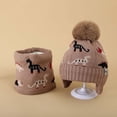 thumbnail image 4 of Kids Hats and Gloves Unisex Toddler Winter Warm Knitted Cap and Lined Neck Warmer Printed Soft Cold Weather Gear for Boys and Girls Khaki 2 Years-6 Years, 4 of 5