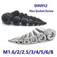 thumbnail image 2 of 5-50 Uds DIN912 M1.6 M2 M2.5 M3 M4 M5 M6 M8 304 A2 Acero inoxidable grado 12,9 negro hexagonal cabeza hueca hexagonal tornillo Allen, 2 of 4