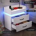 thumbnail image 3 of 4 Ever Winner Modern White Nightstand Set of 2 with Charging Station and LED Lights Modern Bedside Tables with Drawers End Tables for Bedroom Living Room, 3 of 5