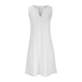 thumbnail image 5 of ClodeEU Women's V Neck Sleeveless Solid Color Dress,Casual Summer Midi Dress White^,Women's Plus XXXXXL, 5 of 7