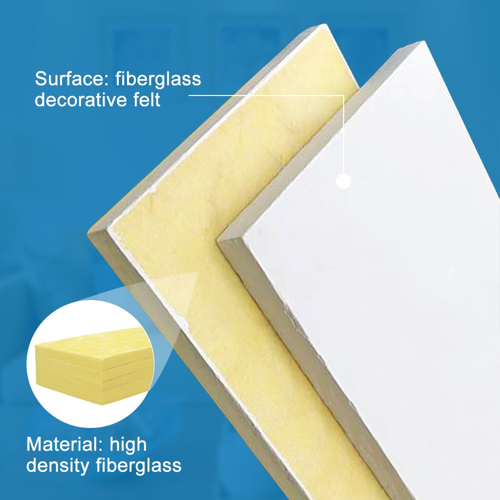 Fiberglass Sound Absorbing Noise Dampening Acoustic Panel Wall Treatment 1" x 24" x 48", White, 2-pack