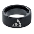 thumbnail image 2 of Tungsten Savory Slice Pepperoni Pizza Food Band Ring 9mm Men Women Comfort Fit Black Flat Cut Brushed Polished, 2 of 4