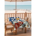 thumbnail image 2 of Outdoor Tablecloth with Umbrella Hole for Patio/Picnic/Party/Camping, Japanese Style Waterproof Table Cloth Rectangle Table Cover Washable, Blue Rustic Botanical Blossom Peony Birds (60"x 120"), 2 of 8