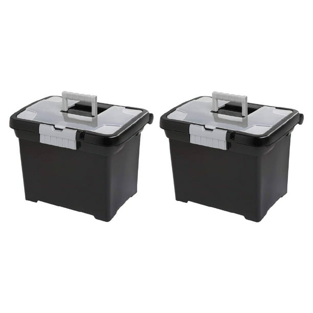 Sterilite 1871 Portable File Box Folder Storage Handle And Compartment