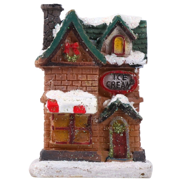 FELTECHELECTR 1 casa luminosa navideña con lámpara LED, modelo de villa de resina, recuerdo de fiesta