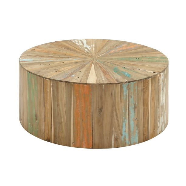 Decmode Rustic Reclaimed Wood Round Coffee Table Natural Decmode Rustic Reclaimed Wood Round