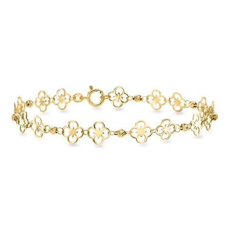 Ross-Simons Italian 10kt Yellow Gold Floral Ricami Bead Station Bracelet, Women's, Adult