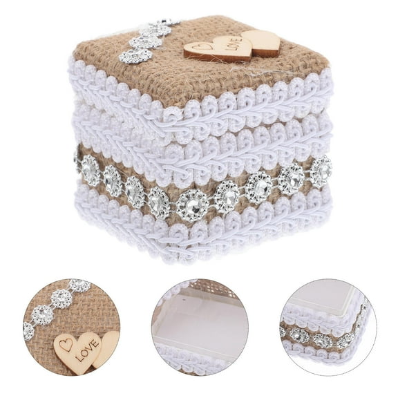 GOOHOCHY Vintage Double Heart Ring Box For Wedding Proposal And Valentine Day Small Jewelry Organizer For Women Assorted Color