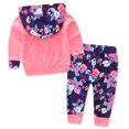 thumbnail image 2 of Bilo Infant Baby Girl Floral Pattern Long Sleeve Hoodie and Pants Cotton Outfit (90/12-18 Months, Hot Pink/Purple Floral), 2 of 2