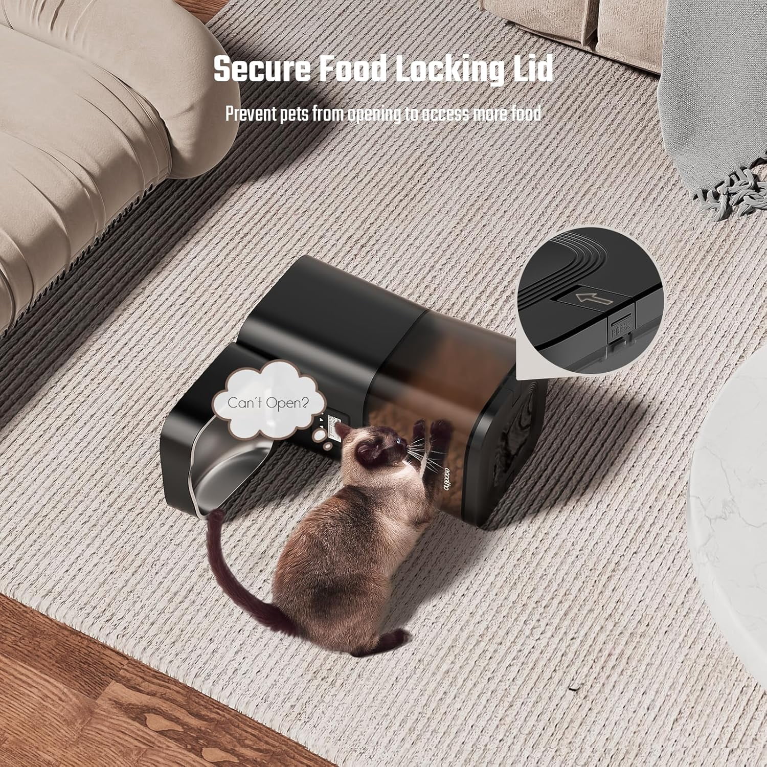 Automatic Cat Feeder 4L Timed Dispenser for Cats Small Dogs with Voice Recorder Anti-Clogging Dual Power Stainless Steel Bowl