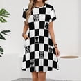 thumbnail image 2 of Chessboard Sundress Short Sleeve Dress Summer Women Clothes Dress for Women Dresses, 2 of 7