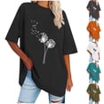 thumbnail image 4 of WREESH Women's Oversized T-Shirts Casual Round-Neck Printed Loose Short Sleeve Blouse Olive Green, 4 of 5