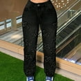 thumbnail image 2 of LWavelet Womens Cross Pattern Wide Leg Jeans High Waisted Daily Casual Denim Pants Black M, 2 of 6