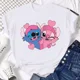 thumbnail image 3 of Ropa para niños kawaii Ohana Stitch Disney Lilo Stitch dibujos animados niños camisetas de algodón camisetas de verano camisetas blancas y negras, 3 of 5