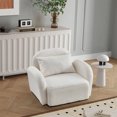 thumbnail image 3 of Accent Oversized Single Sofa,Modern Teddy Fabric Sofa with Curved Armrests and Backrest, Comfortable Lazy Sofa Chair with Pillow for Living Room, Bedroom, Office, White, 3 of 7