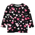 thumbnail image 3 of Cethrio Girls Valentine's Day Tops, 3/4 Sleeve Fashion Casual Crew Neck Girls T-Shirts Black Size 3-4 T, 3 of 4