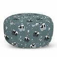 thumbnail image 1 of Childish Ottoman Pouf, Pandas Sleeping on Clouds Small Stars and Hearts Shapes in Cartoon Layout, Decorative Soft Foot Rest with Removable Cover Living Room and Bedroom, Multicolor, by Ambesonne, 1 of 3