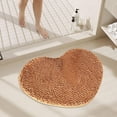 thumbnail image 6 of Beautynvta Heart-Shaped Chenille Bath Mat, Soft Absorbent Bathroom Rug, Non-Slip Machine Washable Carpet for Shower, Bedroom, Bathtub, 15.75''x19.7'', Khaki, 6 of 6