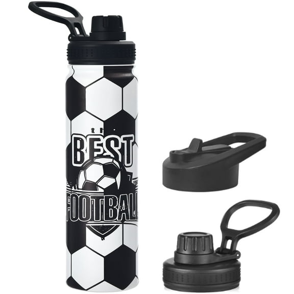 Mininoo 24 oz Soccer Water Bottle – Insulated Stainless Steel Bottle with Straw, BPA-Free, for Kids