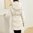 thumbnail image 5 of XPMWRP Women's Quilted Puffer Thickened Hooded Jacket Casual Cinched Waist Zipper Long Coat Solid Color Winter Warm Outerwear with Pockets White XXL, 5 of 7