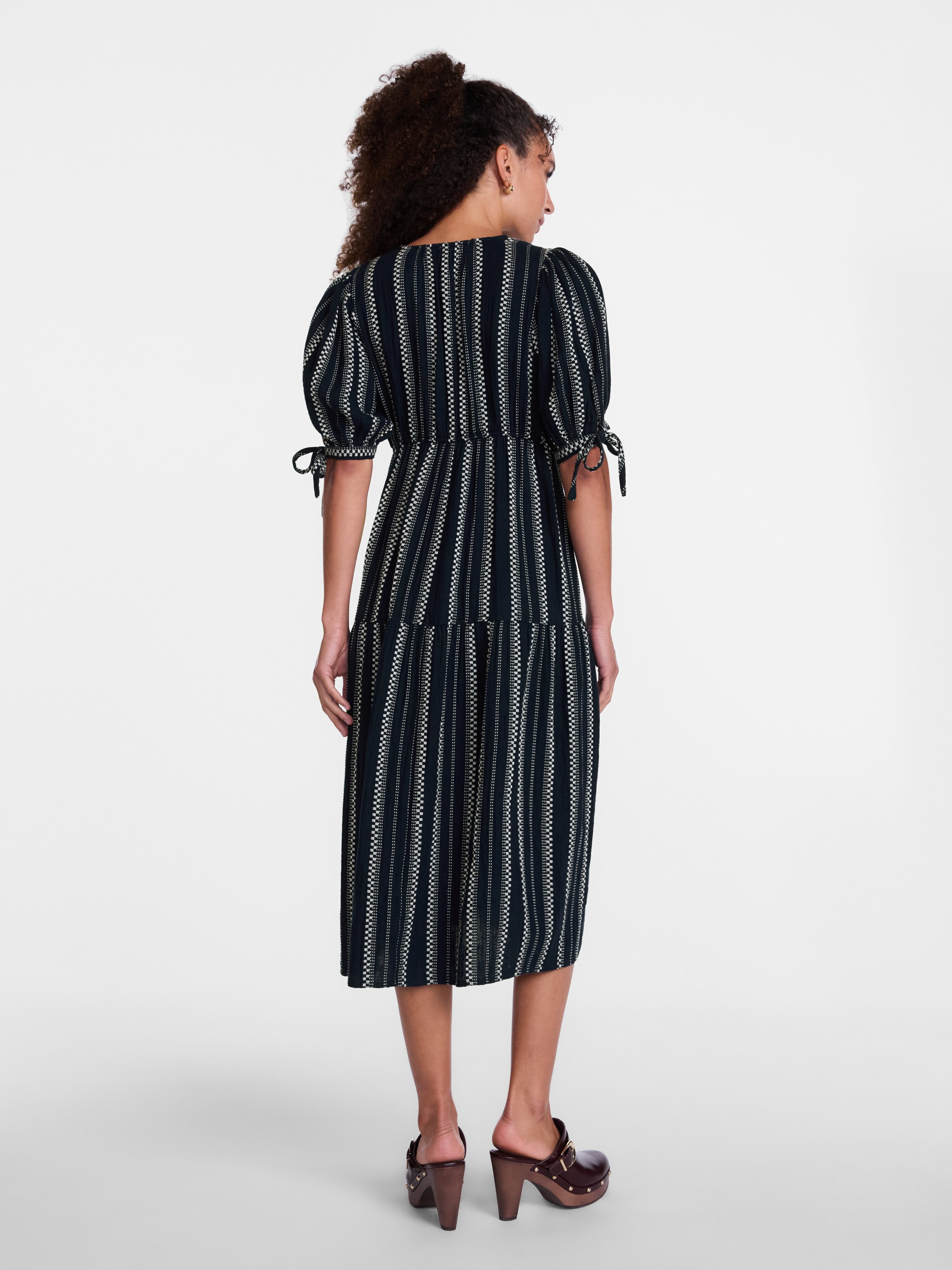 Scenario Women's Split Neck Tiered Midi Dress, Sizes XS-XXXL