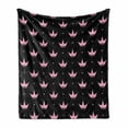 thumbnail image 1 of Crown Soft Flannel Fleece Throw Blanket, Repetitive Stars Cartoonish Elements on a Dark Background Royal Feels, Cozy Plush for Indoor and Outdoor Use, 70" x 90", Pale Pink Charcoal Grey, by Ambesonne, 1 of 6