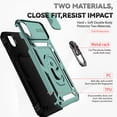 thumbnail image 3 of JTCASES for iPhone XR Case, Heavy Duty Protection Magnetic Car Mount Rotating Stand [Slide Camera Window] Rugged Shockproof Anti-fall Shell for iPhone XR, Darkgreen, 3 of 7